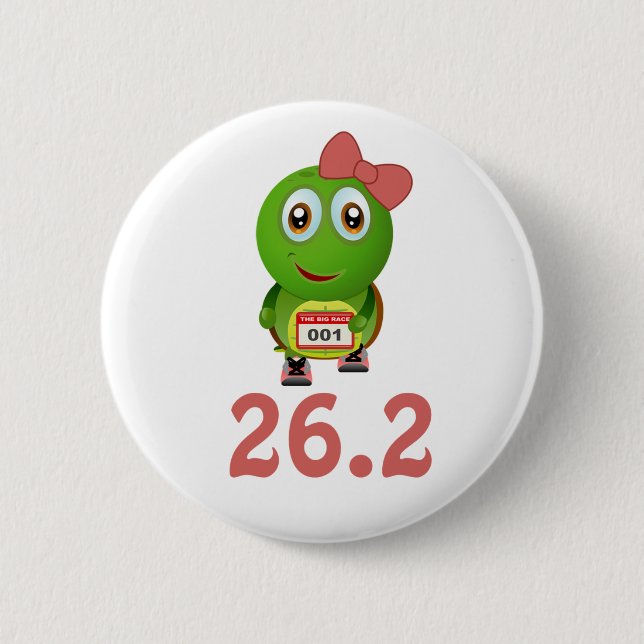Girl Turtle 26.2 (marathon) 2 Inch Round Button (Front)