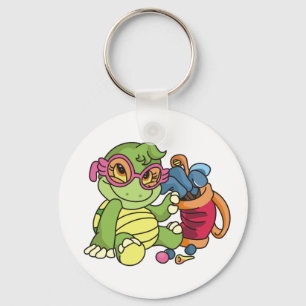 Girl Turtle Golfer Keychain