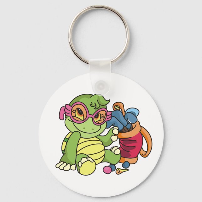 Girl Turtle Golfer Keychain (Front)