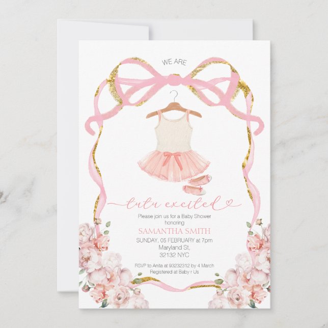 Girl Tutu Excited Baby Shower invitation (Front)