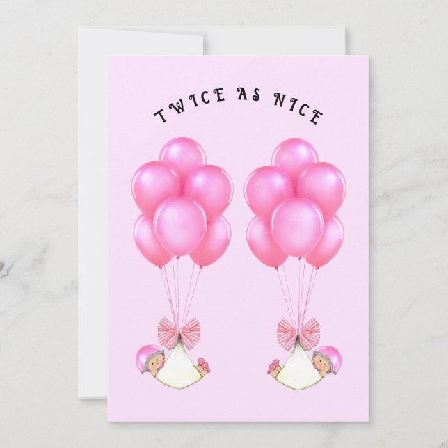 Girl Twins Baby Shower Invitation (Front)