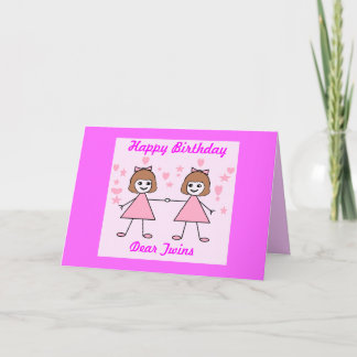 Girl twins, Happy Birthday Card