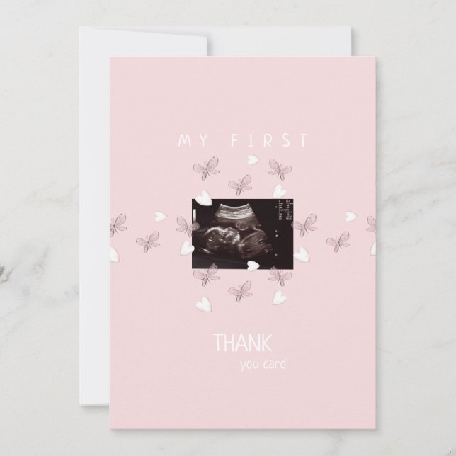 Girl Ultrasound Butterfly Funny Baby Thank You (Front)