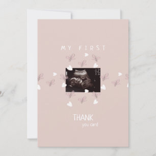 Girl Ultrasound Butterfly Funny Baby Thank You Card