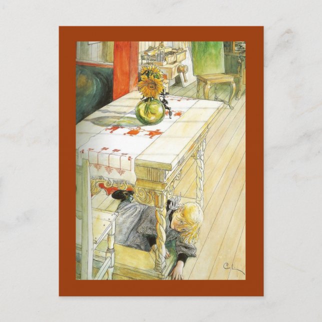Girl Under a Kitchen Table Postcard (Front)