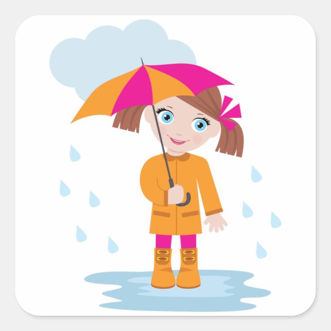 Girl Under An Umbrella Stickers (Front)