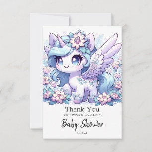 Girl Unicorn Baby Shower  Thank You Card