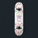 Girl Unicorn skateboard with name<br><div class="desc">Make this Strawberry Unicorn skateboard  your own by adding your text. To access advanced editing tools,  please go to "Personalize this template" and click on "Details",  scroll down and press the "click to customize further" link.</div>