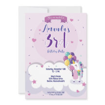 Girl Unicorn Theme Anniversaire Invitation