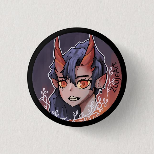 Girl, venir anime,  1 inch round button (Front)