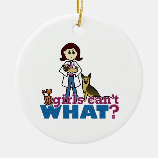 Girl Veterinarian Ceramic Ornament (Front)
