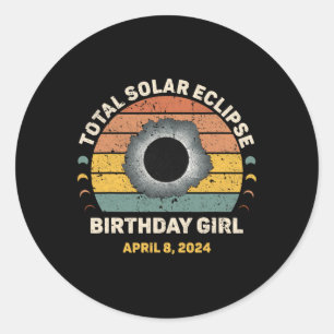 Girl Vintage Funny Totality Spring Solar Eclipse Classic Round Sticker
