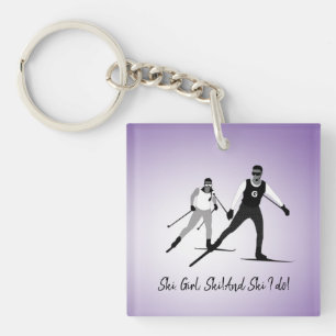 Girl Vision-Impaired Country Skier  Keychain