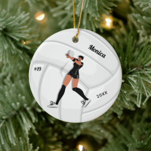 Girl Volleyball Player Kid Name Jersey Team Number Ceramic Ornament