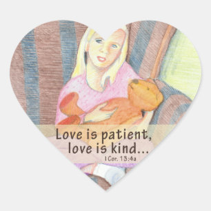 Girl w Teddy Bear Heart Stickers – Love Is Patie