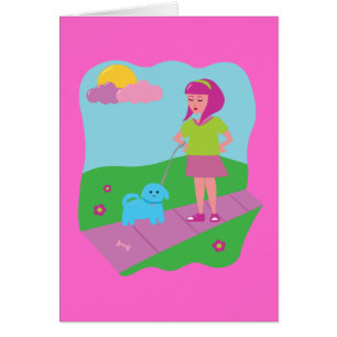 Girl Walking Dog