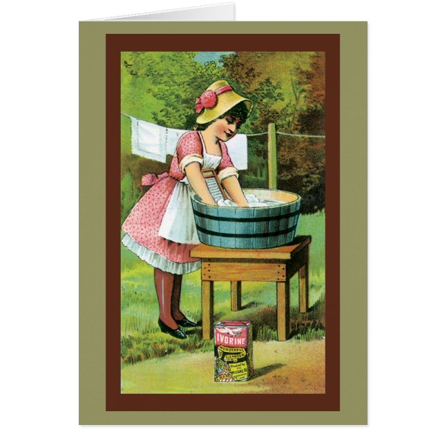 Girl Washing Clothes Card (Front)