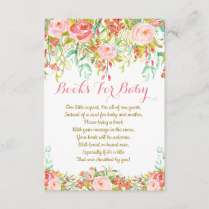 Girl Watercolor Book Request Card, Books For Baby Invitation