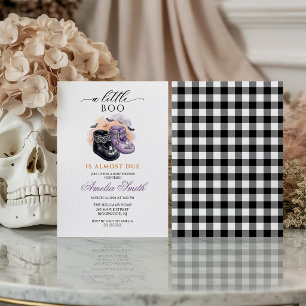 Girl Watercolor Halloween Baby Shower Little Boo Invitation