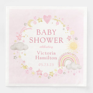 Girl Watercolor Rainbow Baby Shower Napkin