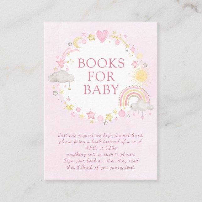 Girl Watercolor Rainbow Books for Baby Enclosure Card (Front)