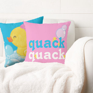 Girl Watercolor Rubber Duck Double Sided Throw Pillow