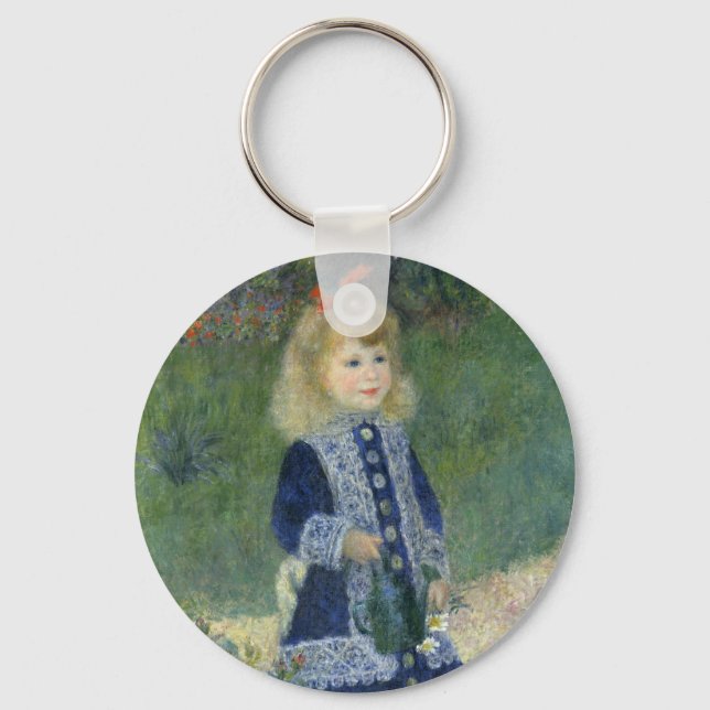 Girl Watering Can Renoir Impressionist Painting Keychain (Front)