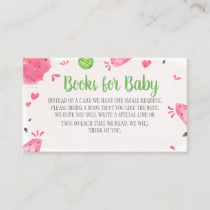 Girl Watermelon Baby Shower Books for Baby Enclosure Card