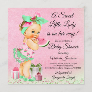 Girl Watermelon Baby Shower Invitation