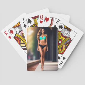 Girl wearing bikini in high heels Playing Cards