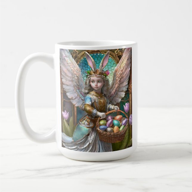 Girl Wearing Easter Bunny Angel Costume Coffee Mug (Left)