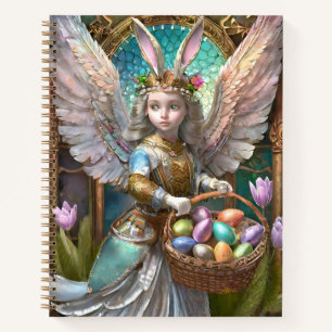 Girl Wearing Easter Bunny Angel Costume Notebook