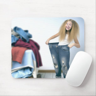 Girl Wearing Oversized Jeans Mouse Pad