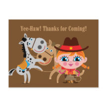 Girl Western Wild West Merci d'anniversaire Carte