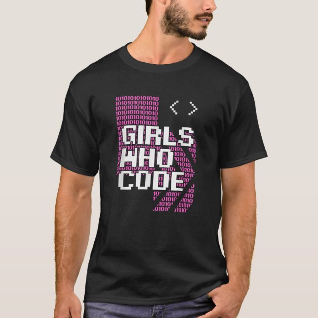 Girl Who Code Programmer Coder T Shirt (Front)