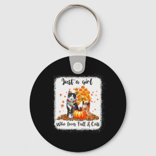 Girl Who Love Fall And Cats Pumpkin Cat Halloween Keychain