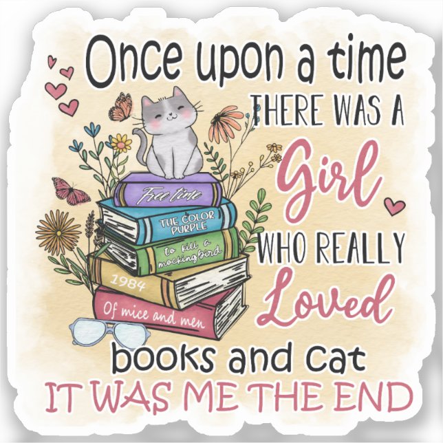 Girl Who Loves Books and Cats (Front)
