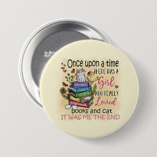 Girl Who Loves Books and Cats 3 Inch Round Button