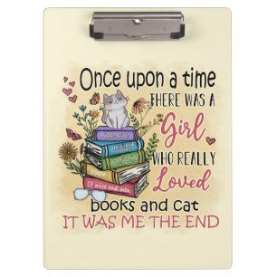 Girl Who Loves Books and Cats Clipboard