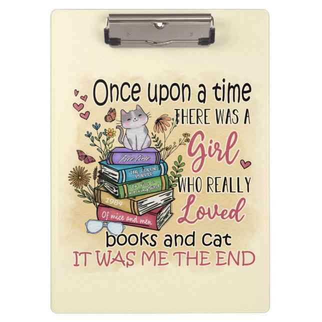 Girl Who Loves Books and Cats Clipboard (Front)