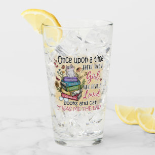 Girl Who Loves Books and Cats Glass