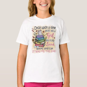 Girl Who Loves Books and Cats T-Shirt