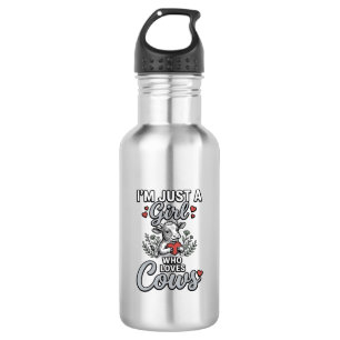 Girl Who Loves Cows Vintage Cute Cow Shirt Design_ 532 Ml Water Bottle