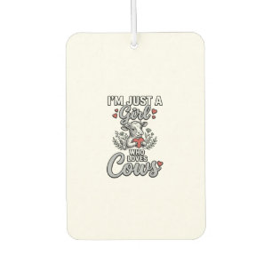 Girl Who Loves Cows Vintage Cute Cow Shirt Design_ Air Freshener