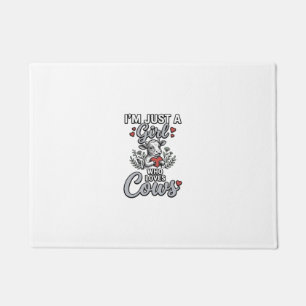 Girl Who Loves Cows Vintage Cute Cow Shirt Design_ Doormat