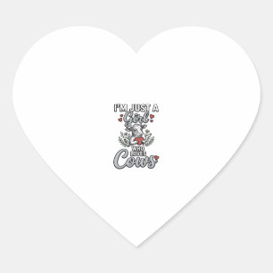 Girl Who Loves Cows Vintage Cute Cow Shirt Design_ Heart Sticker