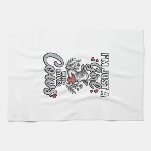 Girl Who Loves Cows Vintage Cute Cow Shirt Design_ Kitchen Towel