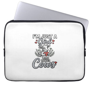Girl Who Loves Cows Vintage Cute Cow Shirt Design_ Laptop Sleeve