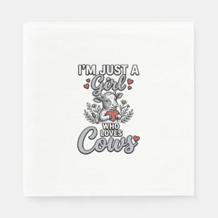 Girl Who Loves Cows Vintage Cute Cow Shirt Design_ Napkin