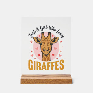 Girl Who Loves Giraffes Vintage Engraving Design_1 Acrylic Sign